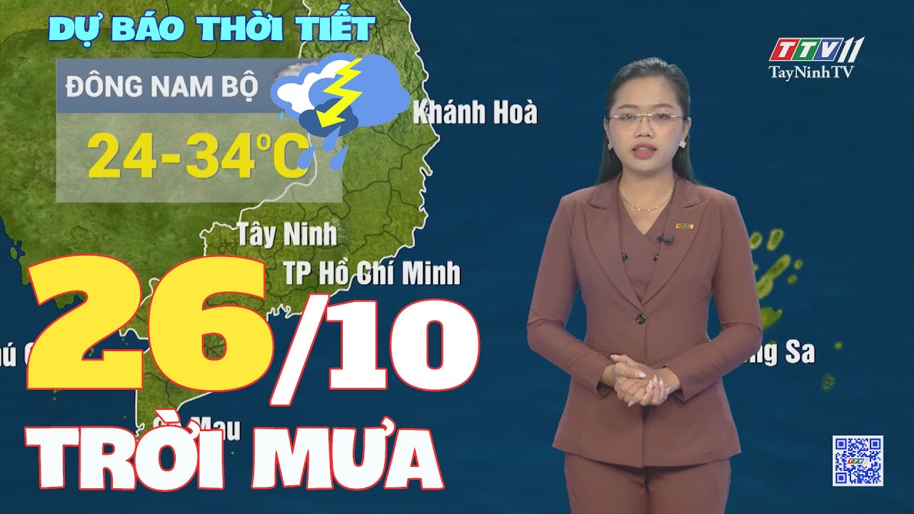 Bản tin thời tiết 26-10-2024 | TayNinhTVENT